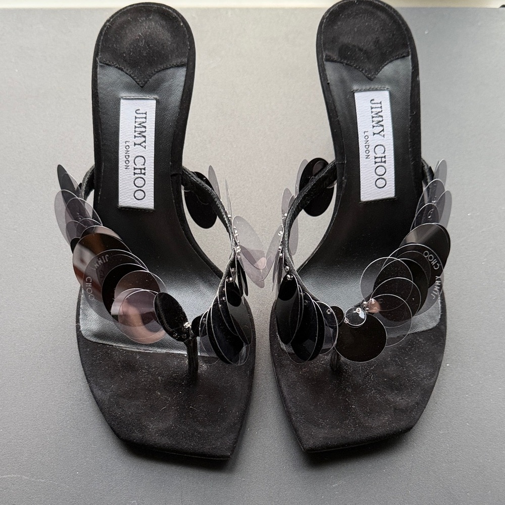 Jimmy Choo Black Paillette sequin sandal